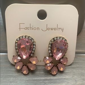 Pink/Silver Evening Drop Earrings Elegant